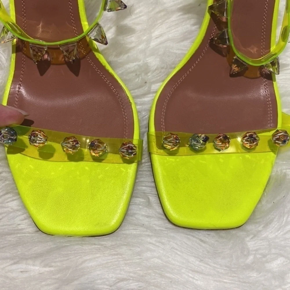 Amina Muaddi‎ Julia Neon Crystal-Spike Clear sandal size 38.5 EU